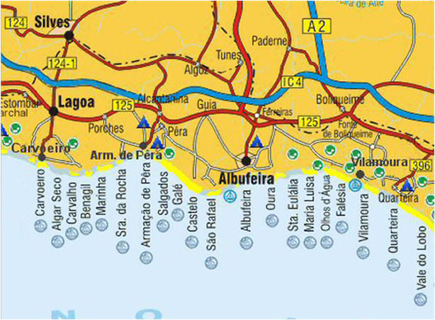Map of Algarve West and Centre